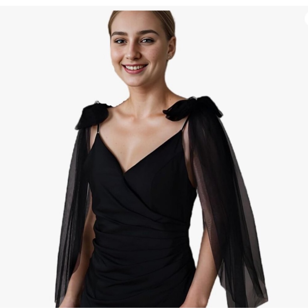 Bow Tulle Double Shoulder Shawl